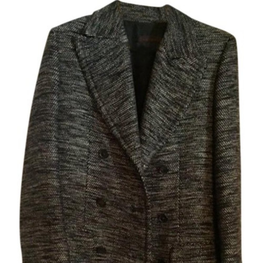 Narciso Rodriguez Black and White Tweed Winter Coat